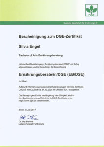 Silvia Engel DGE-Zertifikat